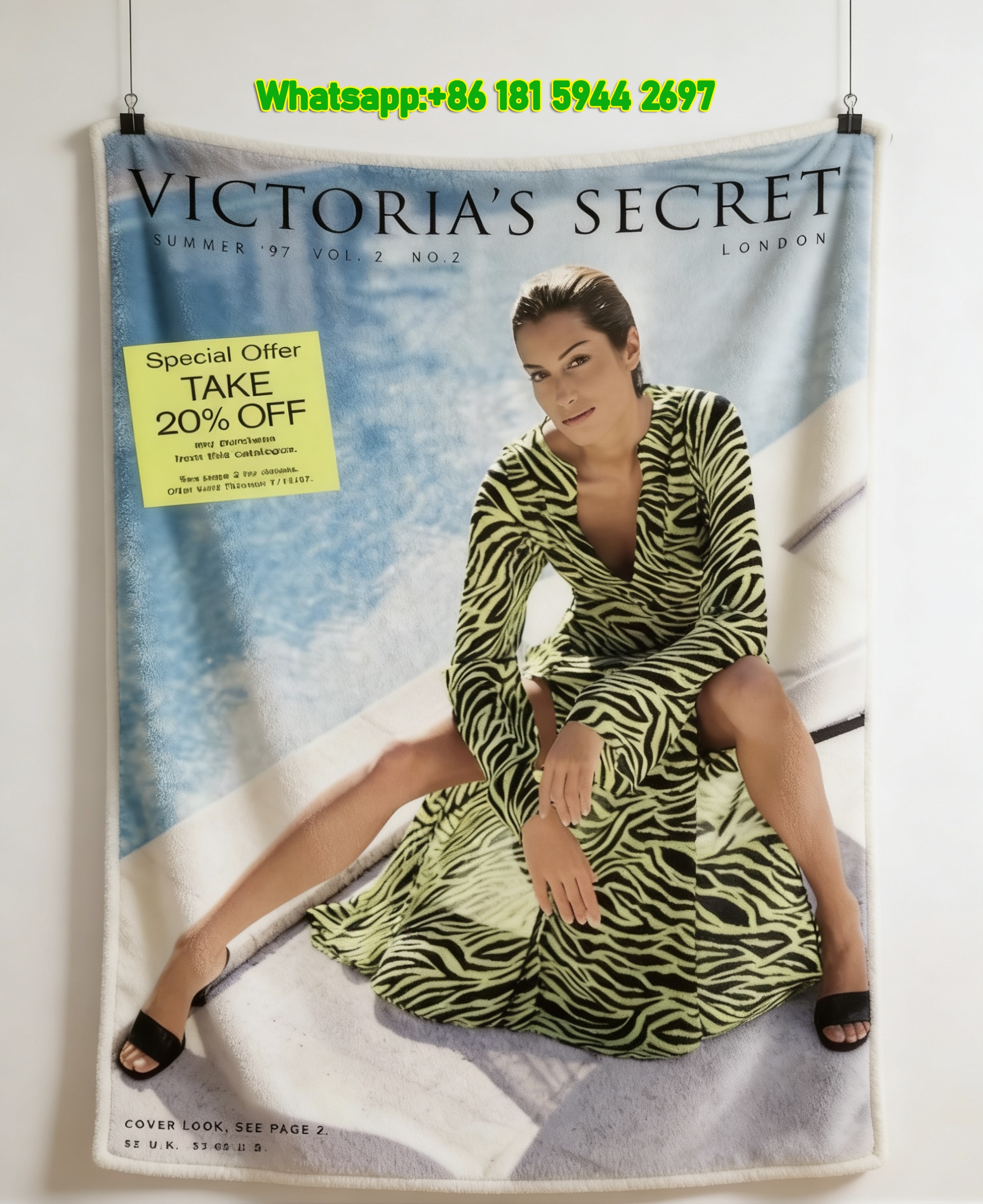 Victoria's Secret 1997 Summer Flannel Sofa Throw Blanket V069